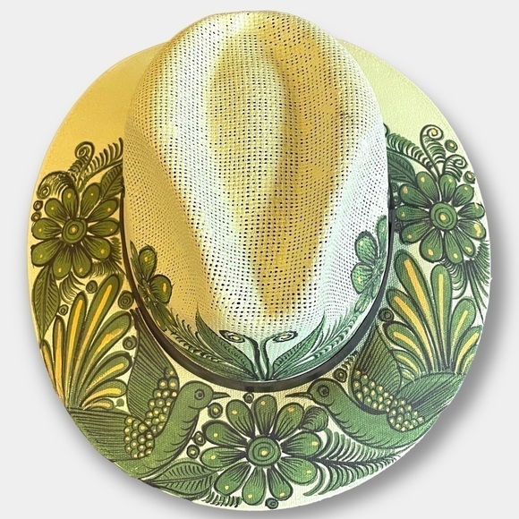 NEW Mexican Artesanal Hand Painted Straw Hat Size Medium - Picture 2 of 7